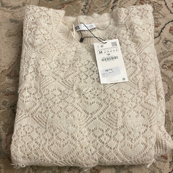 Zara Pointelle Knit Sweater NWT - Picture 2 of 3